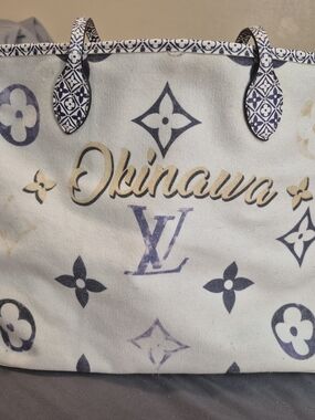 Louis Vuitton Canvas Okinawa Tote in Cream and Navy